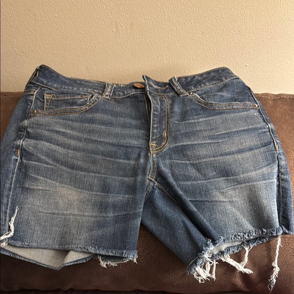 American Eagle Outfitters Blue Jean Shorts Distressed Cut-Offs